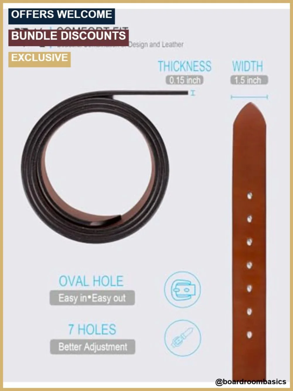 Men's Full Grain Leather Belt 1.5